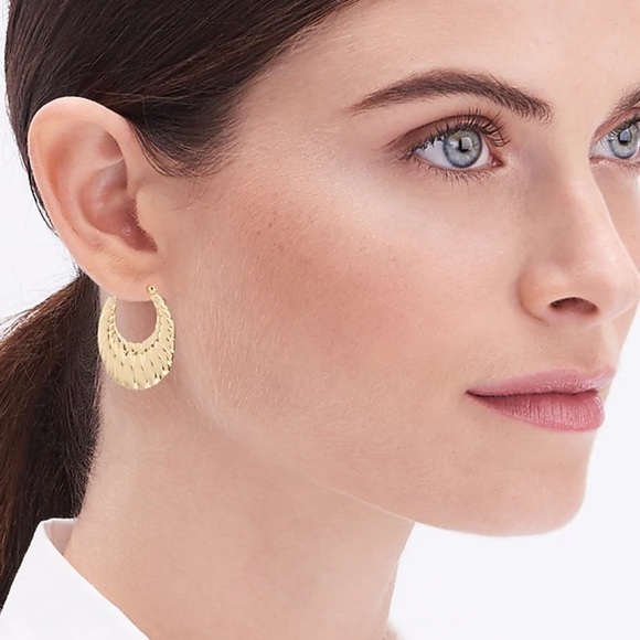 J crew Gold textured hoop earrings - Picture 2 of 4